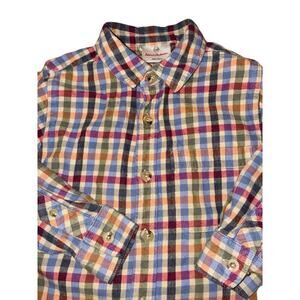 💰Hanna Anderson Boys Flannel Plaid Long Sleeve Button-Up Shirt Size 110 US 5